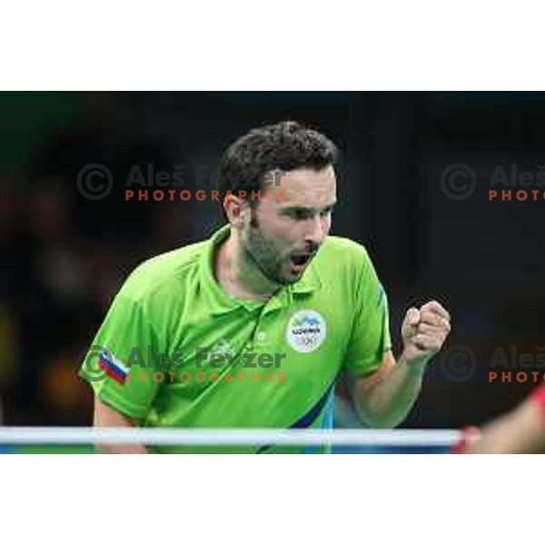 Bojan Tokic of Slovenia in action during men\'s Singles first round table tennis tournament at Rio de Janeiro 2016 Olympic games , Brasil on August 6, 2016