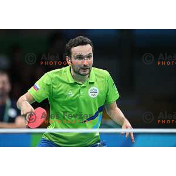 Bojan Tokic of Slovenia in action during men\'s Singles first round table tennis tournament at Rio de Janeiro 2016 Olympic games , Brasil on August 6, 2016