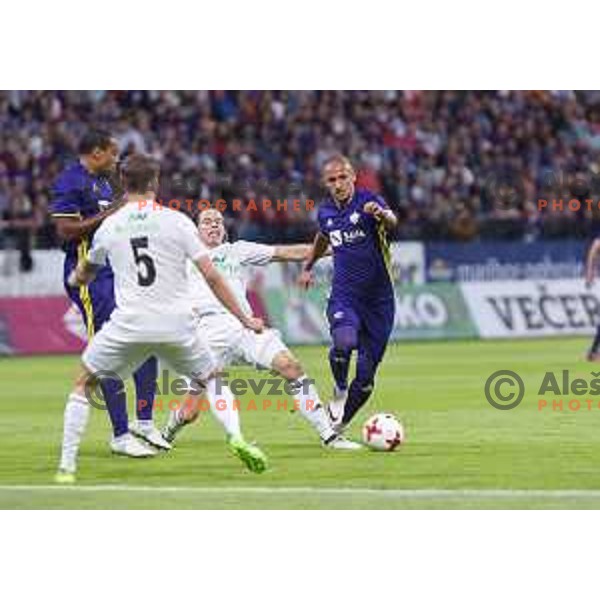Valon Ahmedi of Maribor in action during football match between Maribor and Hafnarfjordur in third round of UEFA Champions League 2017/18 qualifyer in Ljudski vrt, Maribor, Slovenia on July 26, 2017