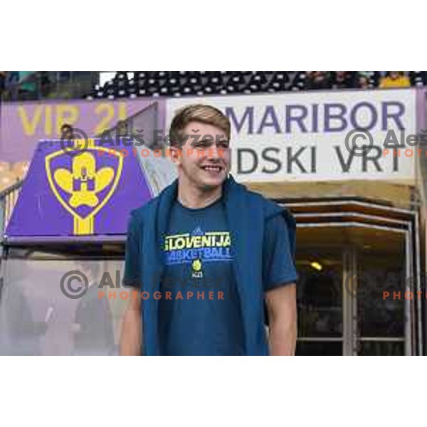 Luka Doncic of Slovenia basketball team at football match between Maribor and Hafnarfjordur in third round of UEFA Champions League 2017/18 qualifyer in Ljudski vrt, Maribor, Slovenia on July 26, 2017