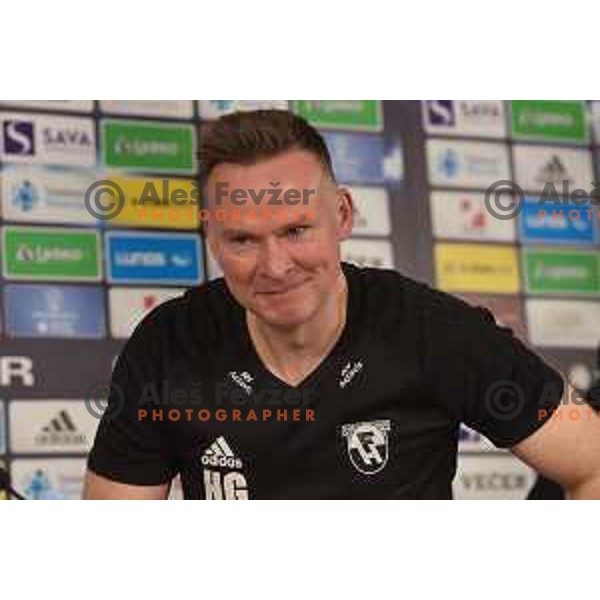 Heimir Gudjönsson, head coach of Hafnarfjordur at press conference after football match between Maribor and Hafnarfjordur in third round of UEFA Champions League 2017/18 qualifyer in Ljudski vrt, Maribor, Slovenia on July 26, 2017