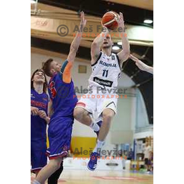 Jaka Blazic of Slovenia in action during friendly basketball match between Slovenia and Russia University team played in Rogaska Slatina, Slovenia on July 30, 2017