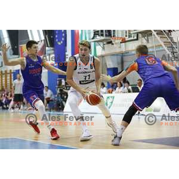 Luka Doncic of Slovenia in action during friendly basketball match between Slovenia and Russia University team played in Rogaska Slatina, Slovenia on July 30, 2017