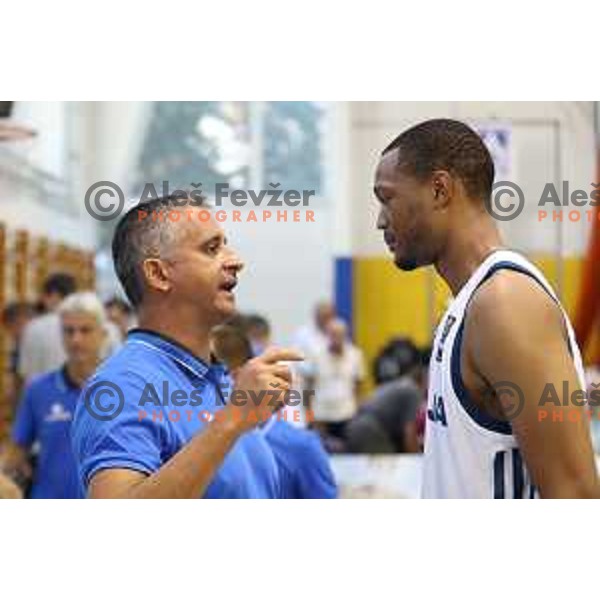 Igor Kokoskov, head coach of Slovenia and Anthony Randolph during friendly basketball match between Slovenia and Russia University team played in Rogaska Slatina, Slovenia on July 30, 2017