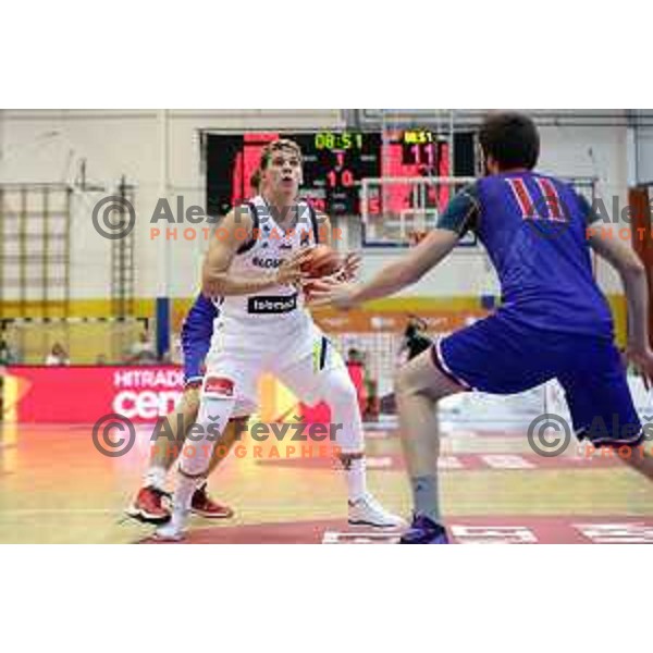Luka Doncic of Slovenia in action during friendly basketball match between Slovenia and Russia University team played in Rogaska Slatina, Slovenia on July 30, 2017