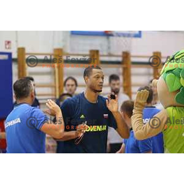 Anthony Randolph of Slovenia in action during friendly basketball match between Slovenia and Russia University team played in Rogaska Slatina, Slovenia on July 30, 2017