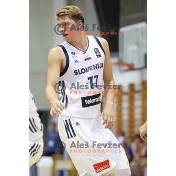 Luka Doncic of Slovenia in action during friendly basketball match between Slovenia and Russia University team played in Rogaska Slatina, Slovenia on July 30, 2017
