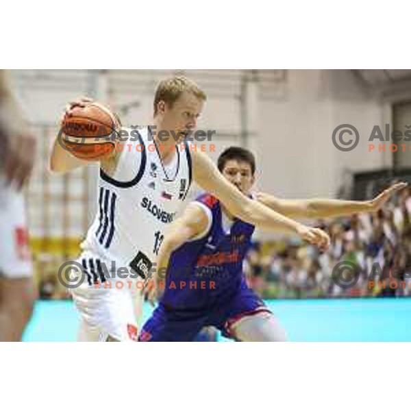 Miha Lapornik of Slovenia in action during friendly basketball match between Slovenia and Russia University team played in Rogaska Slatina, Slovenia on July 30, 2017