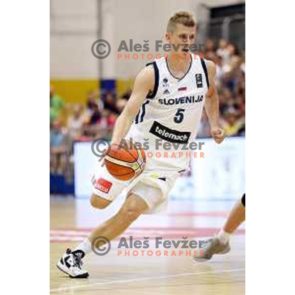Luka Rupnik of Slovenia in action during friendly basketball match between Slovenia and Russia University team played in Rogaska Slatina, Slovenia on July 30, 2017