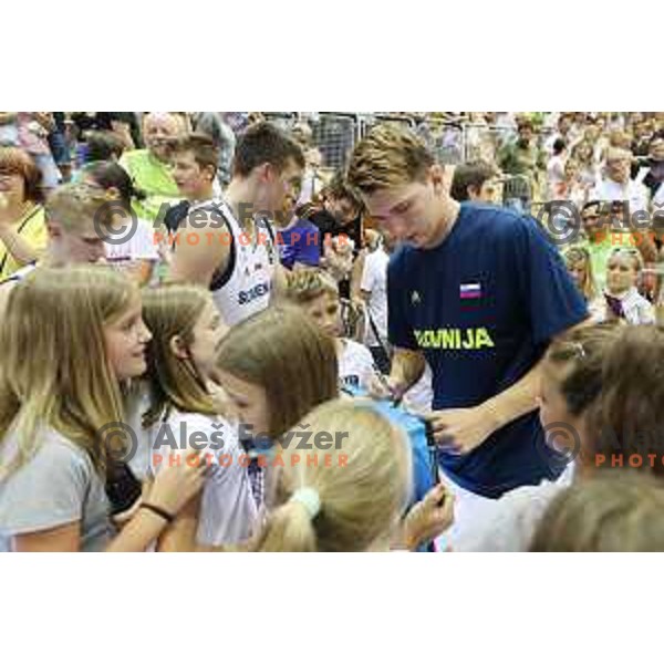 Luka Doncic signs autographs after friendly basketball match between Slovenia and Russia University team played in Rogaska Slatina, Slovenia on July 30, 2017