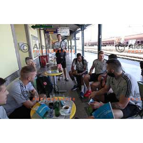 of Slovenia basketball team departing Ljubljana Railway station for second phase of preparation for Eurobasket 2017 on August 1, 2017