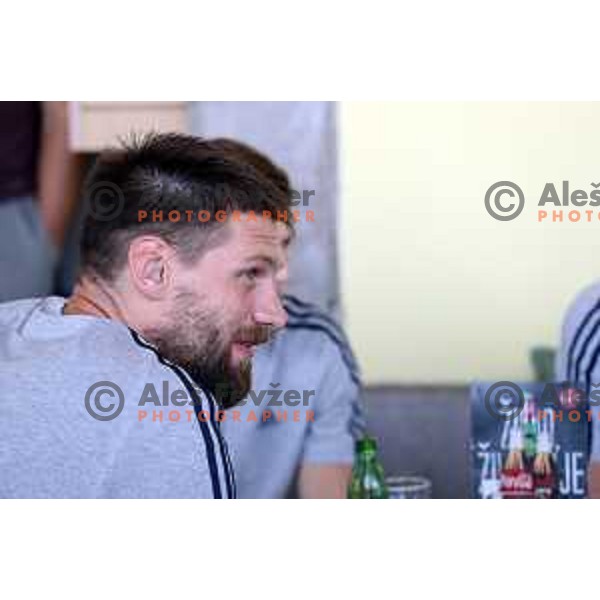 Gasper Vidmar of Slovenia basketball team departing Ljubljana Railway station for second phase of preparation for Eurobasket 2017 on August 1, 2017