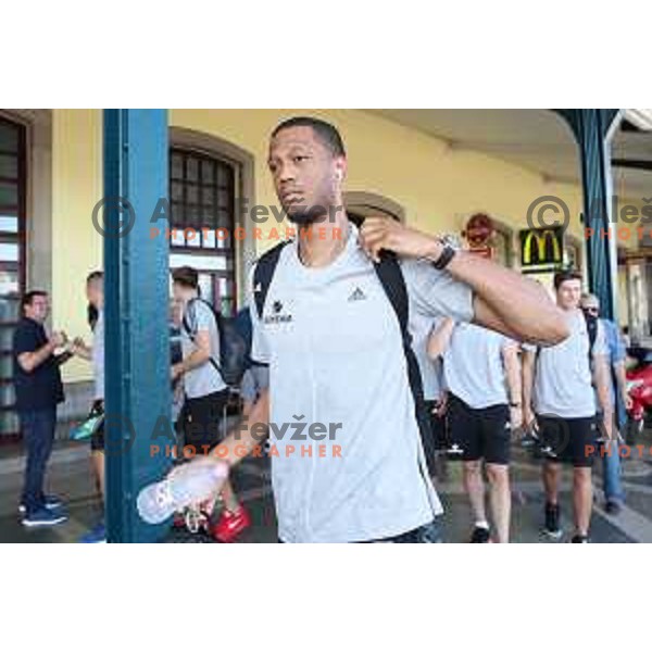 Anthony Randolph of Slovenia basketball team departing Ljubljana Railway station for second phase of preparation for Eurobasket 2017 on August 1, 2017