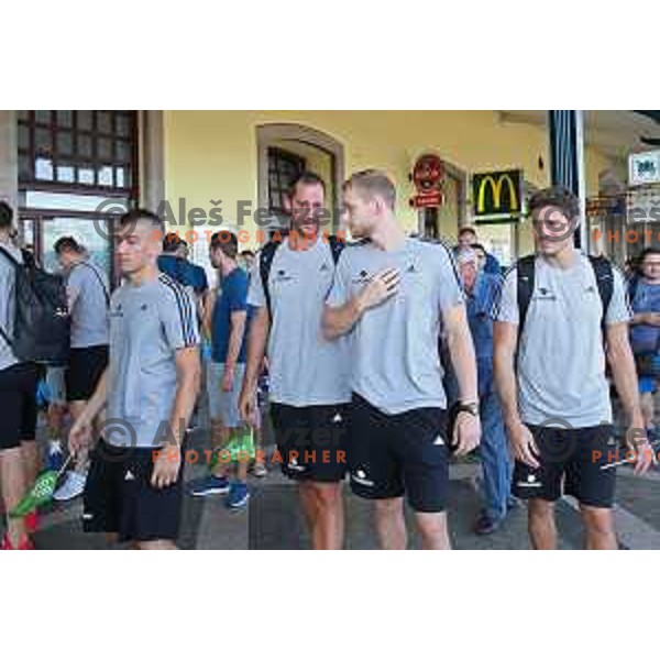 of Slovenia basketball team departing Ljubljana Railway station for second phase of preparation for Eurobasket 2017 on August 1, 2017