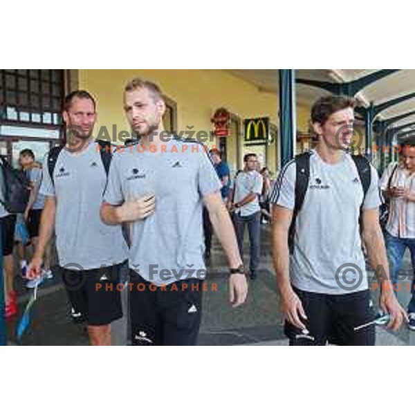 Goran Dragic of Slovenia basketball team departing Ljubljana Railway station for second phase of preparation for Eurobasket 2017 on August 1, 2017