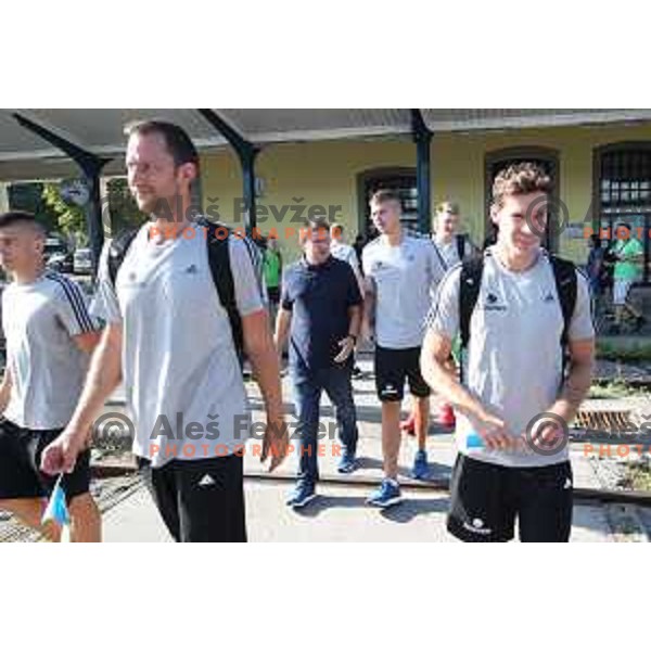 Goran Dragic of Slovenia basketball team departing Ljubljana Railway station for second phase of preparation for Eurobasket 2017 on August 1, 2017