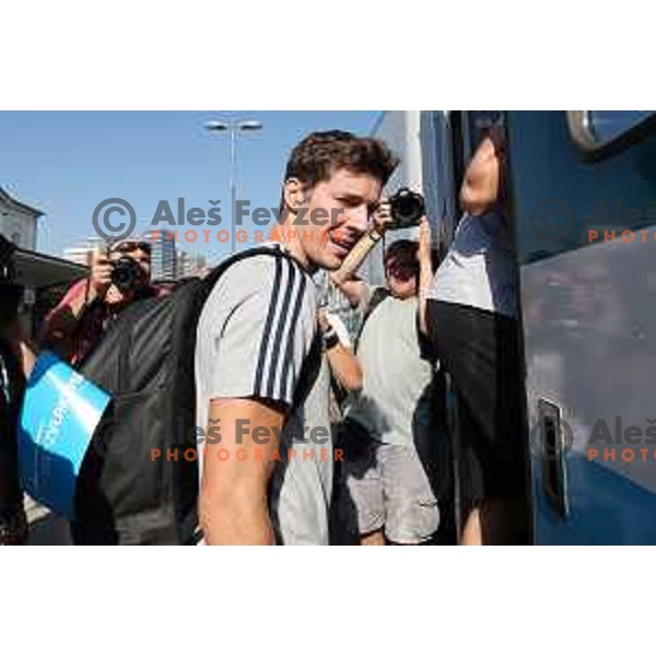 Goran Dragic of Slovenia basketball team departing Ljubljana Railway station for second phase of preparation for Eurobasket 2017 on August 1, 2017