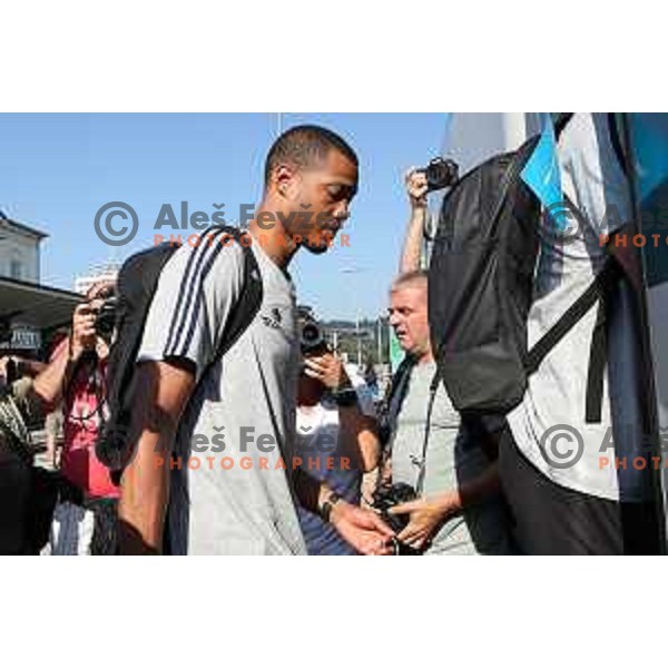 Anthony Randolph of Slovenia basketball team departing Ljubljana Railway station for second phase of preparation for Eurobasket 2017 on August 1, 2017