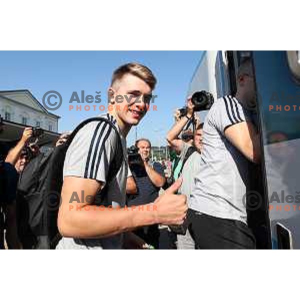 Luka Doncic of Slovenia basketball team departing Ljubljana Railway station for second phase of preparation for Eurobasket 2017 on August 1, 2017