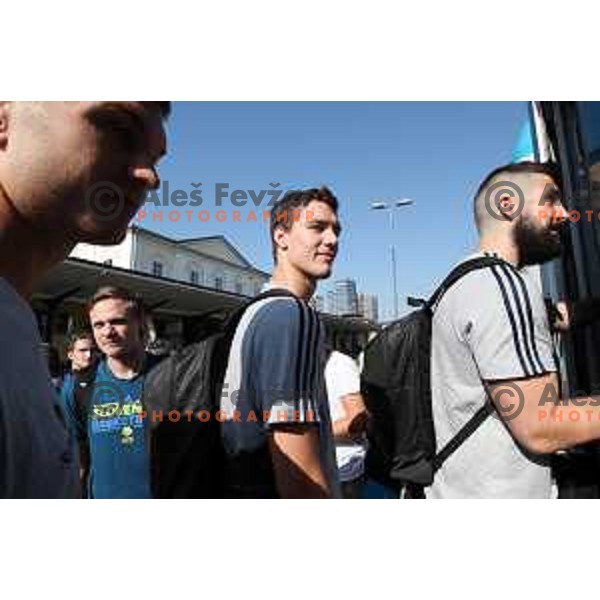 of Slovenia basketball team departing Ljubljana Railway station for second phase of preparation for Eurobasket 2017 on August 1, 2017