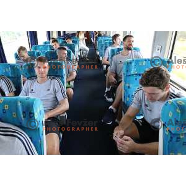 Goran Dragic of Slovenia basketball team departing Ljubljana Railway station for second phase of preparation for Eurobasket 2017 on August 1, 2017