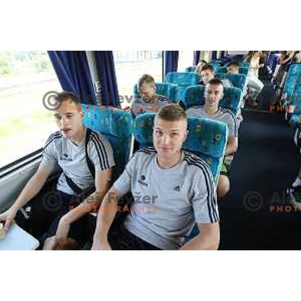 of Slovenia basketball team departing Ljubljana Railway station for second phase of preparation for Eurobasket 2017 on August 1, 2017