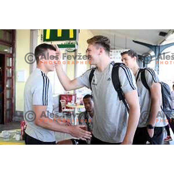 Luka Doncic of Slovenia basketball team departing Ljubljana Railway station for second phase of preparation for Eurobasket 2017 on August 1, 2017