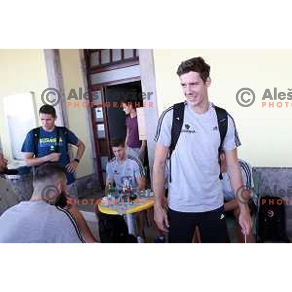 Goran Dragic of Slovenia basketball team departing Ljubljana Railway station for second phase of preparation for Eurobasket 2017 on August 1, 2017