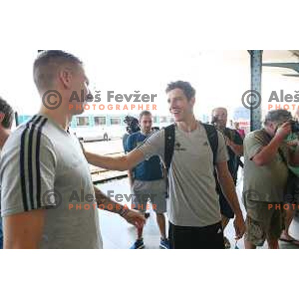 Goran Dragic of Slovenia basketball team departing Ljubljana Railway station for second phase of preparation for Eurobasket 2017 on August 1, 2017