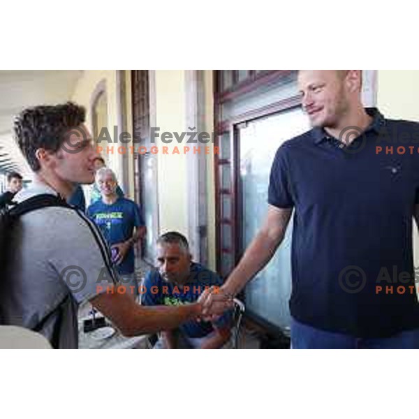 Goran Dragic of Slovenia basketball team departing Ljubljana Railway station for second phase of preparation for Eurobasket 2017 on August 1, 2017