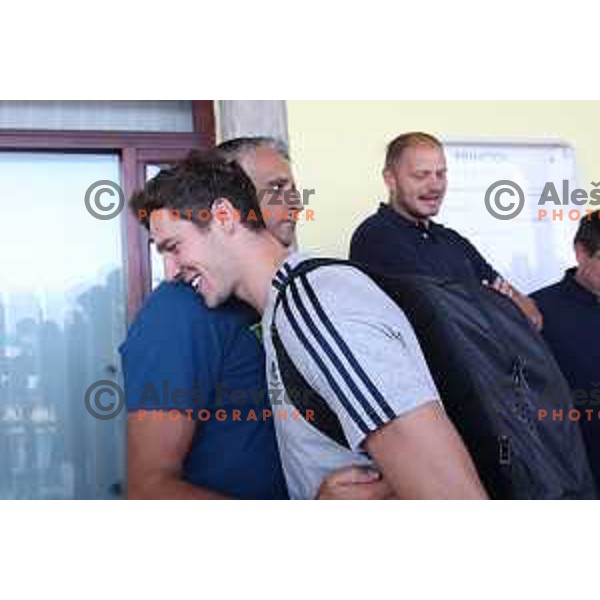Goran Dragic of Slovenia basketball team departing Ljubljana Railway station for second phase of preparation for Eurobasket 2017 on August 1, 2017