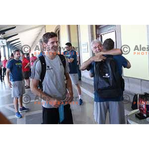 Goran Dragic of Slovenia basketball team departing Ljubljana Railway station for second phase of preparation for Eurobasket 2017 on August 1, 2017