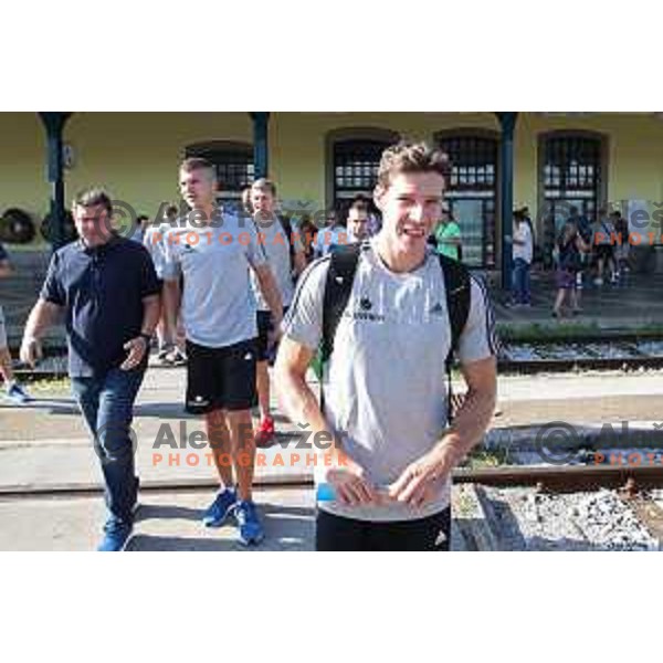 Goran Dragic of Slovenia basketball team departing Ljubljana Railway station for second phase of preparation for Eurobasket 2017 on August 1, 2017