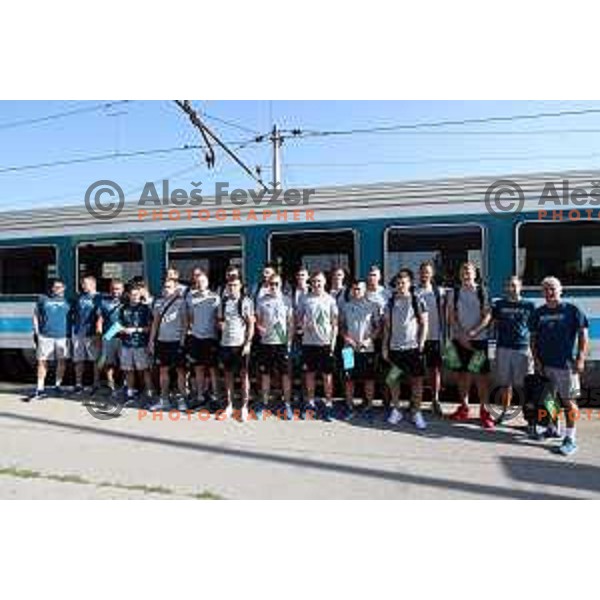 of Slovenia basketball team departing Ljubljana Railway station for second phase of preparation for Eurobasket 2017 on August 1, 2017