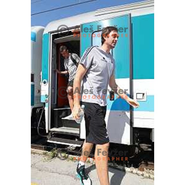 of Slovenia basketball team arriving to Celje Railway station on the way to Zrece for second phase of preparation for Eurobasket 2017 on August 1, 2017