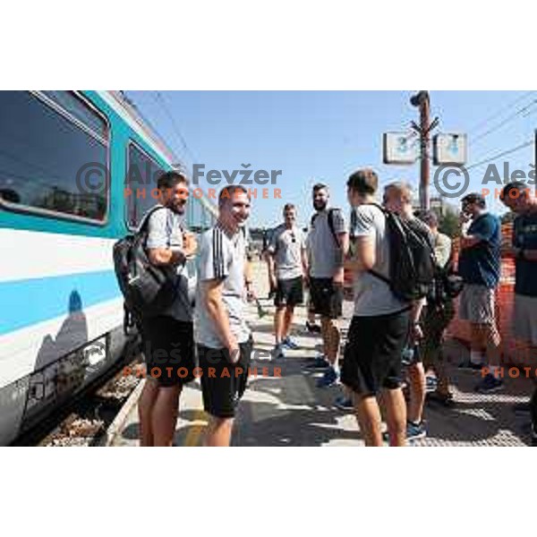 of Slovenia basketball team arriving to Celje Railway station on the way to Zrece for second phase of preparation for Eurobasket 2017 on August 1, 2017