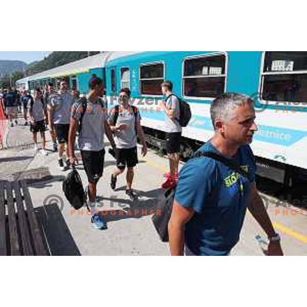 of Slovenia basketball team arriving to Celje Railway station on the way to Zrece for second phase of preparation for Eurobasket 2017 on August 1, 2017