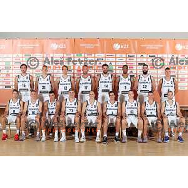 of Slovenia basketball team at official photo shooting for Eurobasket 2017 in hotel Terme, Zrece on August 1, 2017