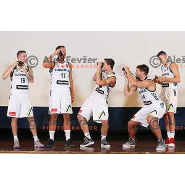 of Slovenia basketball team at official photo shooting for Eurobasket 2017 in hotel Terme, Zrece on August 1, 2017