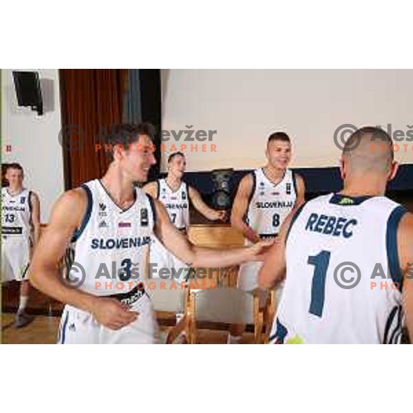 Miha Lapornik, Goran Dragic, Klemen Prepelic, Edo Muric of Slovenia basketball team at official photo shooting for Eurobasket 2017 in hotel Terme, Zrece on August 1, 2017