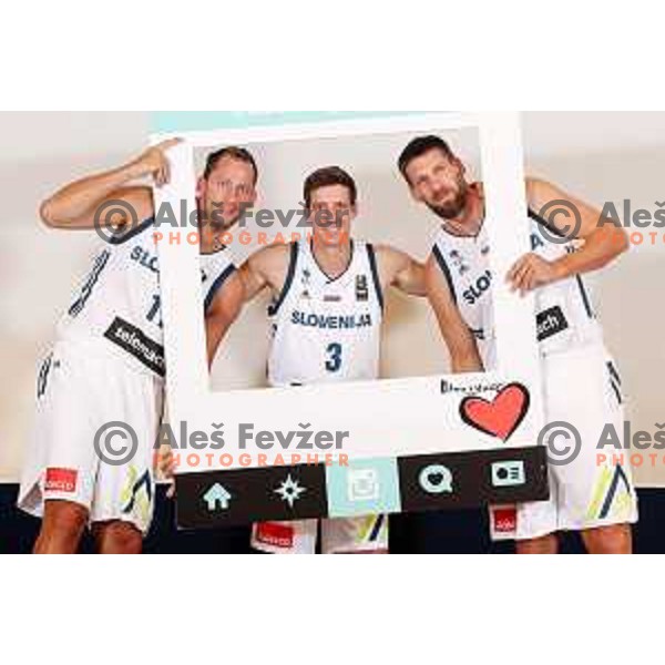 of Slovenia basketball team at official photo shooting for Eurobasket 2017 in hotel Terme, Zrece on August 1, 2017