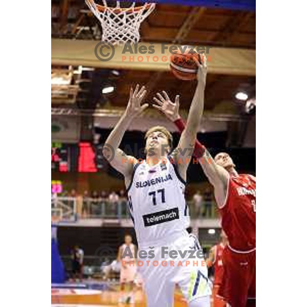 Luka Doncic of Slovenia in action during Adecco Cup basketball match between Slovenia and Hungary in Tabor Hall, Maribor, Slovenia on August 4, 2017