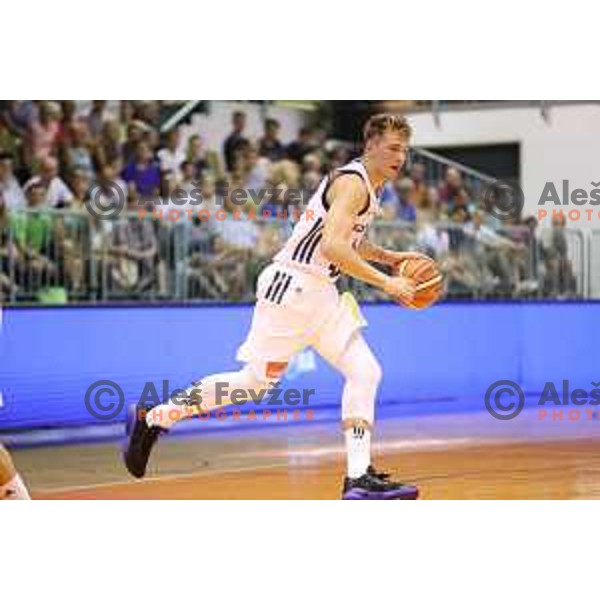 Luka Doncic of Slovenia in action during Adecco Cup basketball match between Slovenia and Hungary in Tabor Hall, Maribor, Slovenia on August 4, 2017