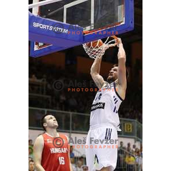 Gasper Vidmar of Slovenia in action during Adecco Cup basketball match between Slovenia and Hungary in Tabor Hall, Maribor, Slovenia on August 4, 2017