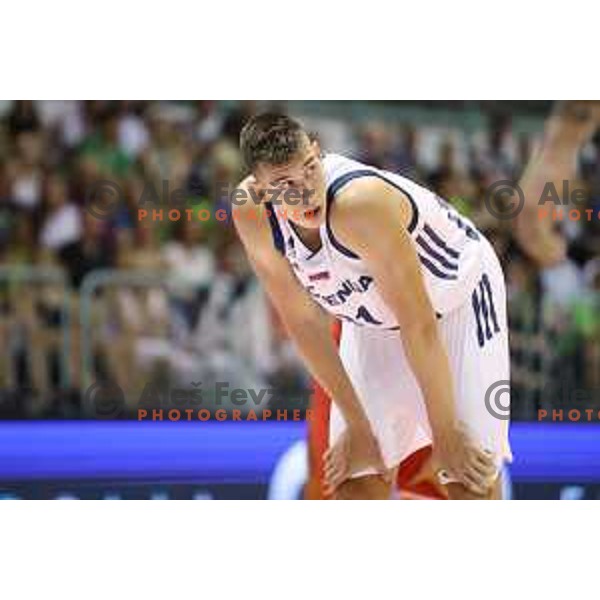 Vlatko Cancar of Slovenia in action during Adecco Cup basketball match between Slovenia and Hungary in Tabor Hall, Maribor, Slovenia on August 4, 2017