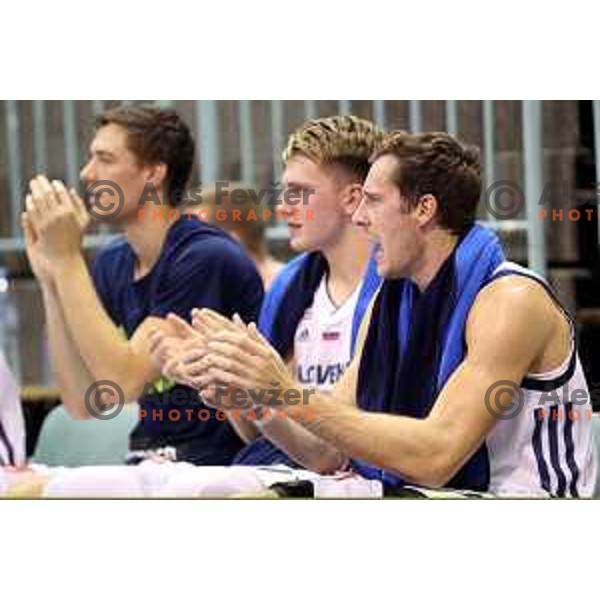 Luka Doncic and Goran Dragic of Slovenia in action during Adecco Cup basketball match between Slovenia and Hungary in Tabor Hall, Maribor, Slovenia on August 4, 2017