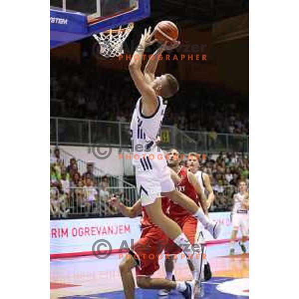 Edo Muric of Slovenia in action during Adecco Cup basketball match between Slovenia and Hungary in Tabor Hall, Maribor, Slovenia on August 4, 2017