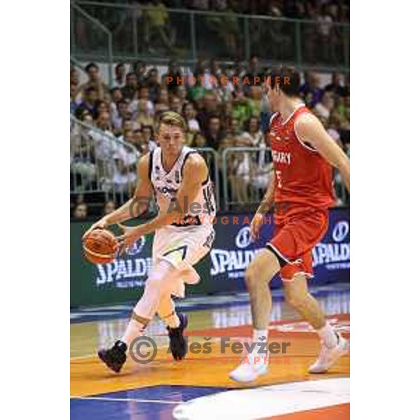 Luka Doncic of Slovenia in action during Adecco Cup basketball match between Slovenia and Hungary in Tabor Hall, Maribor, Slovenia on August 4, 2017