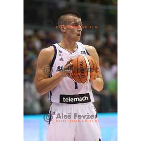 Matic Rebec of Slovenia in action during Adecco Cup basketball match between Slovenia and Hungary in Tabor Hall, Maribor, Slovenia on August 4, 2017