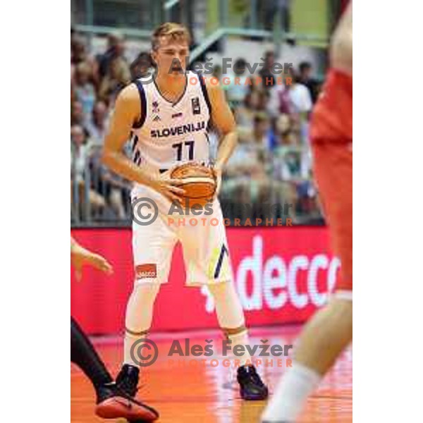 Luka Doncic of Slovenia in action during Adecco Cup basketball match between Slovenia and Hungary in Tabor Hall, Maribor, Slovenia on August 4, 2017